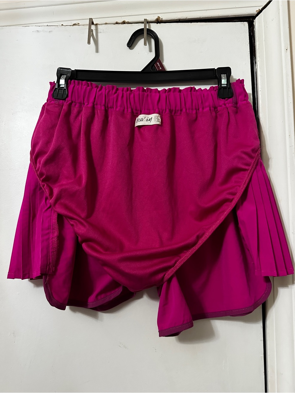Fuchsia Pleated-Side Athletic Skort Shorts - Picture 5 of 6